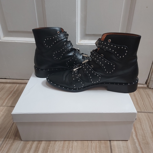 Givenchy Black Prue Studded Buckle Combat Bootie - Picture 3 of 11